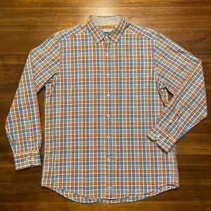 Johnston & Murphy Plaid Oxford Dress Shirt Men’s Large